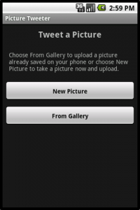 Picture Tweeter Start Screen